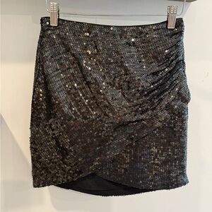 Alice + Olivia Black Sequin Mini Skirt